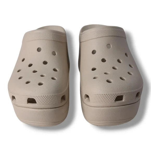 CROCS Unisex Bone 'SIREN' Heeled CROC Clogs Size W-10 M-8 - Picture 1 of 6